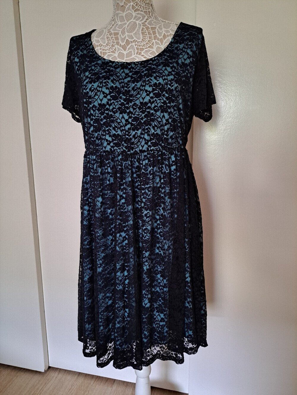 Torrid Black and Teal Lace Dress
